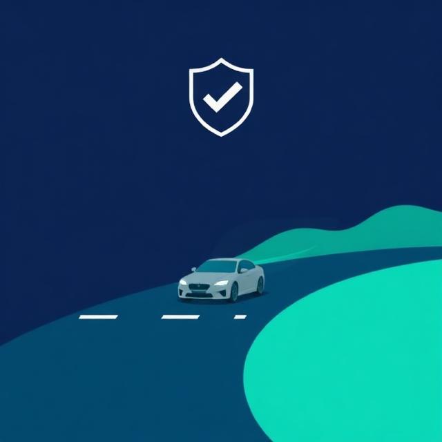 Illustration of a car driving toward a licensed course certificate